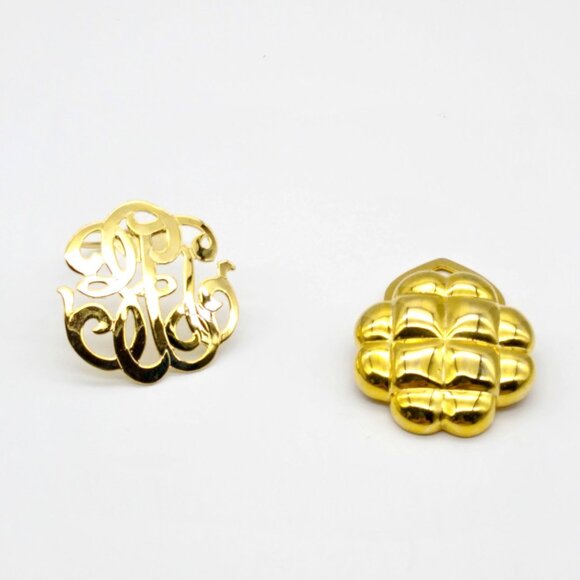 Vintage Basic Scarf Clip Lot, 2 Elegant Minimalist Shawl Slide Bundle - Picture 1 of 2